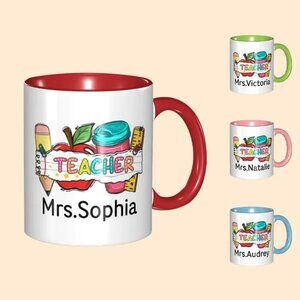 Personalised Pencil Apple Notebook 11oz Ceramic Mug With Name Teacher’s Day